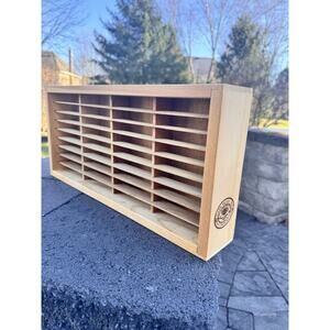 Vintage Napa Valley Wooden 36 Cassette Tape Storage Holder Shelf Rack 19.5x9x3